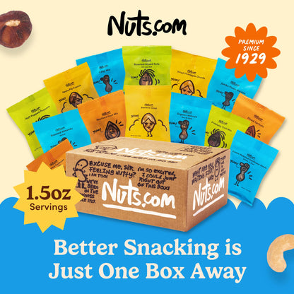 Nuts.com - Nuts and Dried Fruits Snack Box – Gourmet Mix Assortment for Father's Day & Festive Gifts – Package Includes Mixed Nuts, Dried Apricots & Fruits, Trail Mix, Heat Mix and Apple Pie Crunch