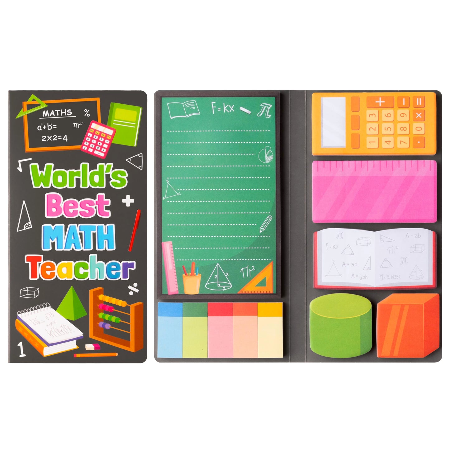 B1ykin Cute Sticky Notes Set - World’s Best Math Teacher Self-Stick Notes Pad, 550 Sheets Writing Memo Pages Sticky Notepad for Appreciation Gifts, School Office Party Supplies (Math Teacher)