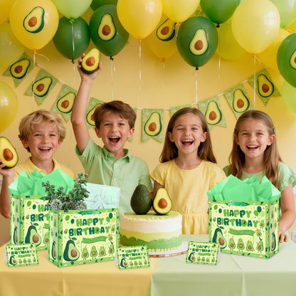 Yomaiha Avocado Birthday Gift Bag Fruit Avocado Gift Bag with Avocado Birthday Wrapping Paper and Card for Avocado Fruit Decorations Birthday Party Supplies