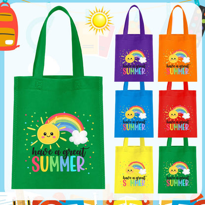 Dansydaisy End of the Year Gift Bags for Students Bulk Rainbow Non Woven Tote Bags Party Favor Bag with Handles for Sunday School Gift Teacher Appreciation Graduation Party Supplies