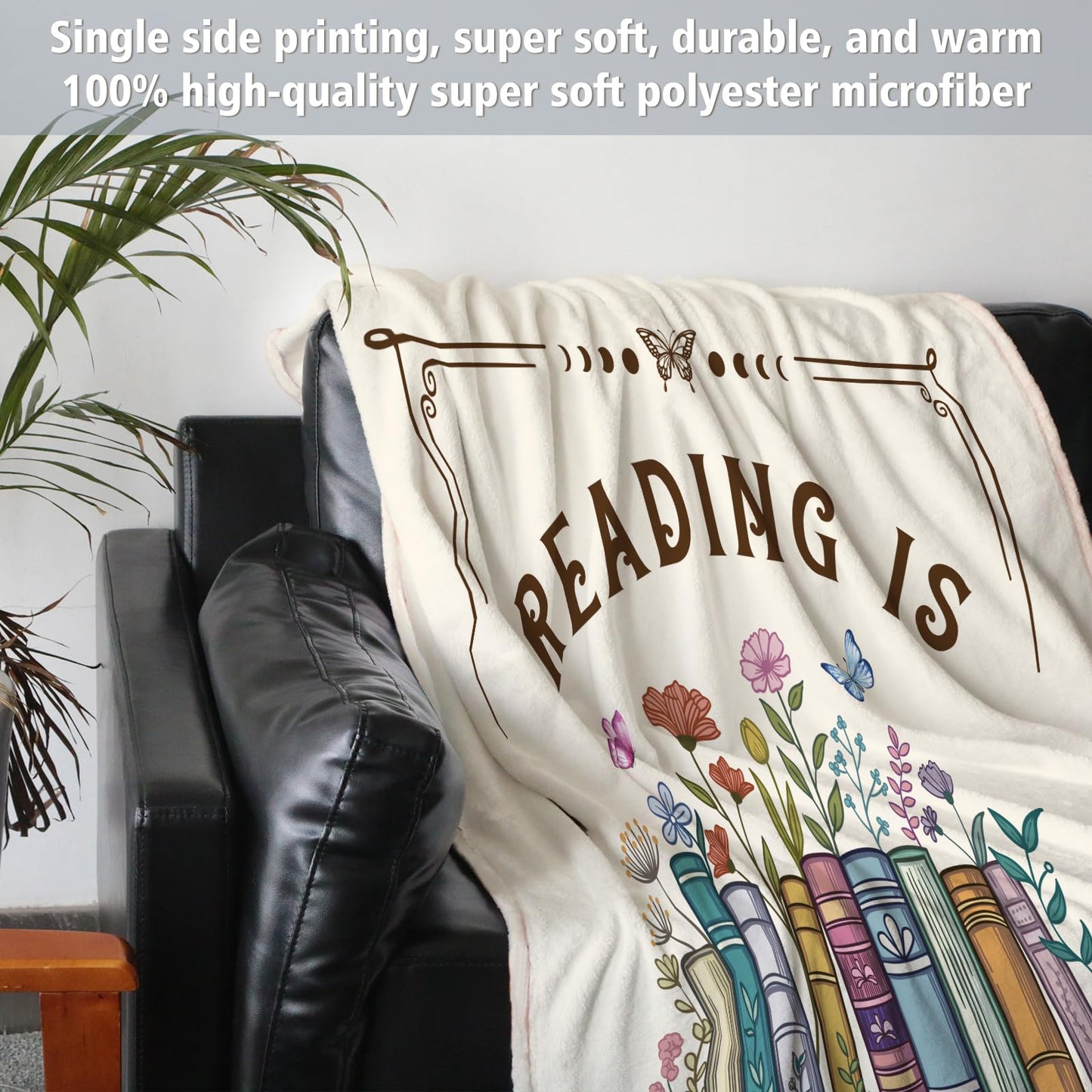 Book Lovers Gifts, Reading Blanket Gifts for Book Lovers, Unique Bookish Presents for Reader Bookworm on Birthday Christmas Soft Flannel Throw Blanket 60"x50"