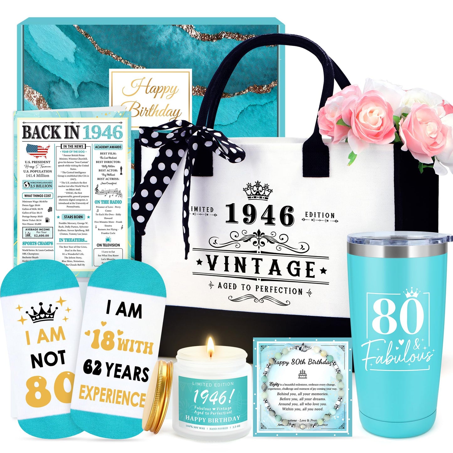 80th Birthday Gifts for Women Her Cool 80 Year Old Birthday Gifts for Women Unique Gift for 80 Year Old Woman Female Mom Meaningful 1946 Gift Ideas for Woman Over 80 Funny Happy 80th Decoration Things
