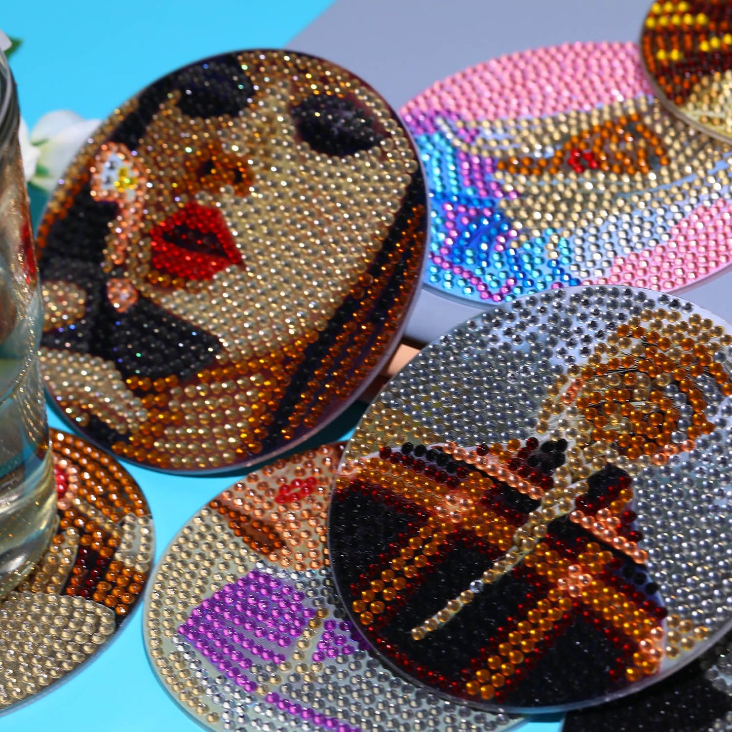 8 PCS Singer Diamond Art Coasters Kits, Pop Star Diamond Painting Coasters with Holder Set of 8, DIY Drink Coasters Art Crafts Supplies for Adults Cup Mat for Home Decor House Warming Gifts Non-Slip
