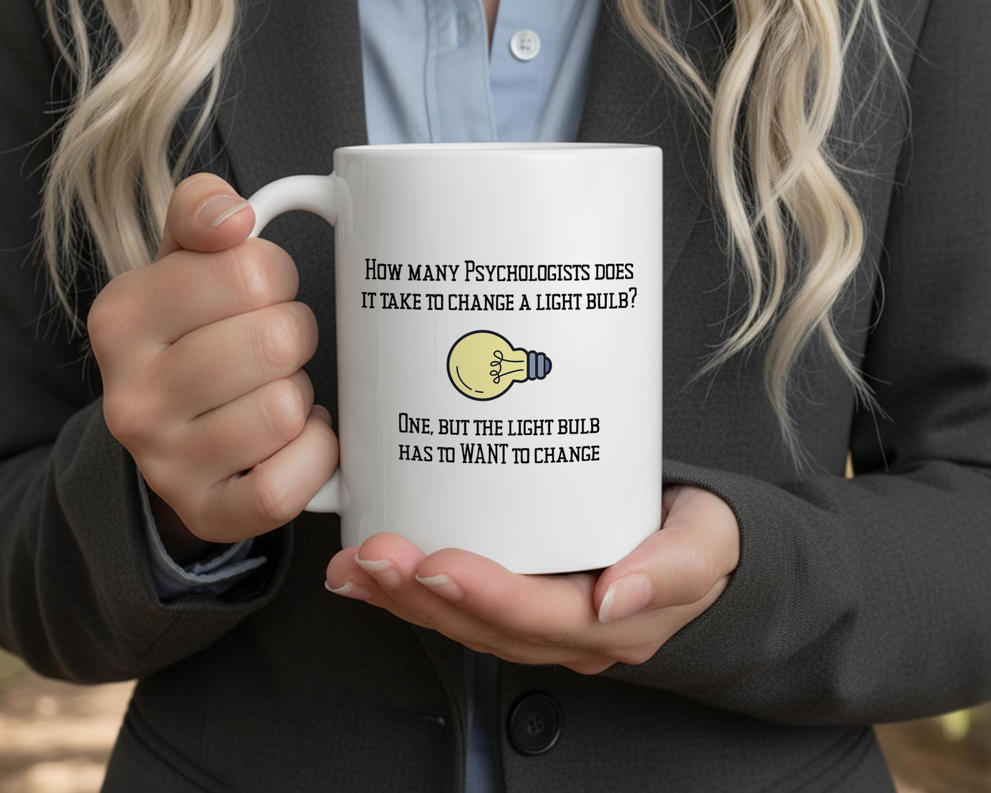 Casitika Psychology Gifts. 11 oz White Ceramic Psychologist Coffee Mug. Funny Psychiatrist or Psychologists Light Bulb Joke.