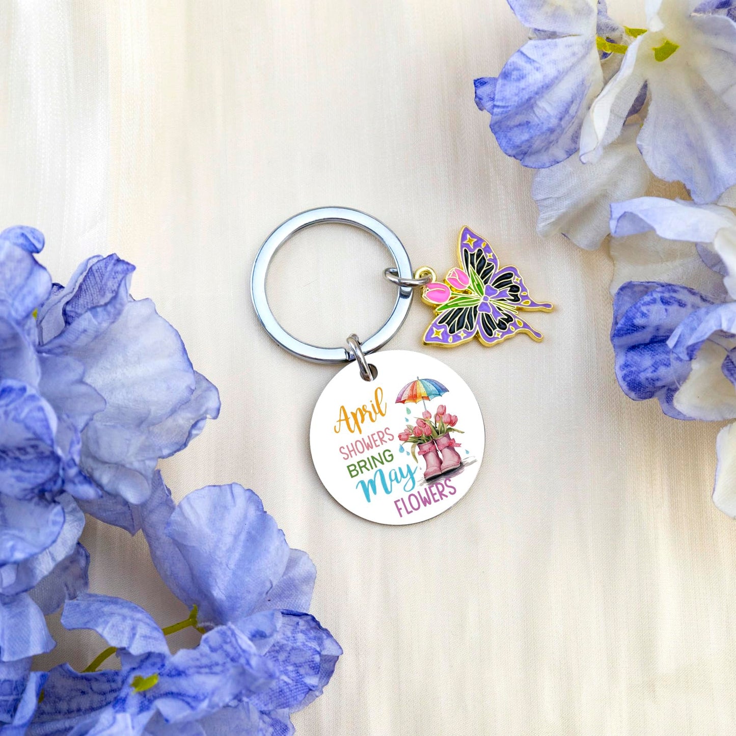 Spring Gifts for Women Sweet Spring Gifts Spring Decor Keychains Springs Gift Basket for Women Sister Daughter Friends Birthday Springs Themed Gift for for Women Keyring