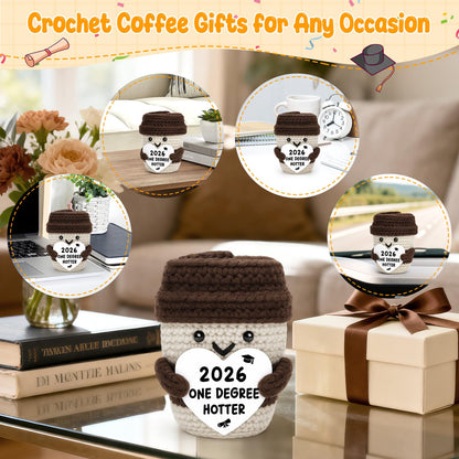 2026 Graduation Gifts for Her Him Funny Graduation Party Decorations Home Desk Decor Handmade Positive Crochet Coffee Mug - One Degree Hotter College High School University Grad Academy Masters Gifts