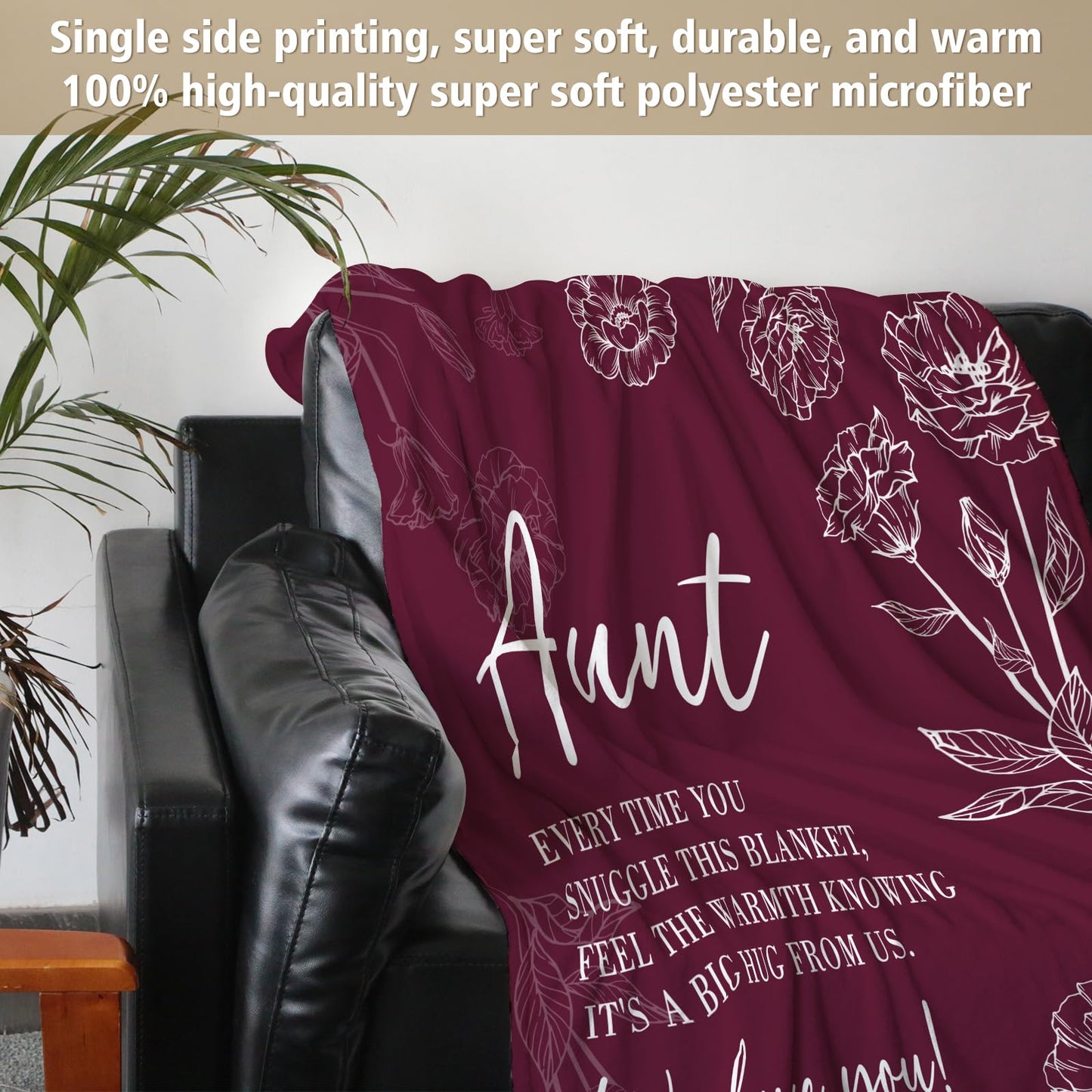 GiltGlimmer Aunt Gifts, Aunt Birthday Gifts, Auntie Gift Ideas, Gifts for Aunts from Niece Nephew, to My Aunts Throw Blanket 50" x 60", Burgundy