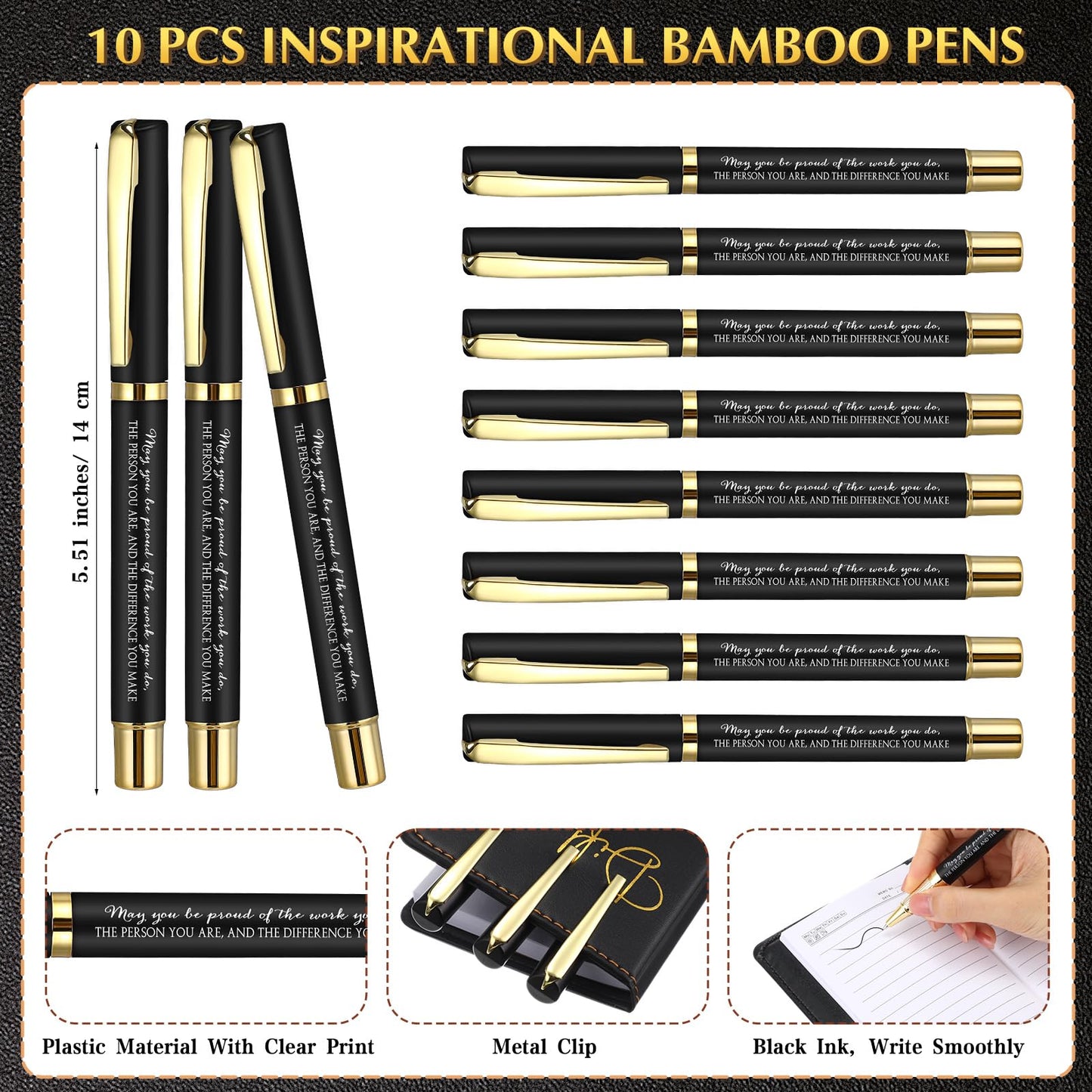 Marspark 10 Set Differen Marker Employee Appreciation Gifts Inspirational A5 Leather Notepad with Motivational Pens Thank You Gifts for Men Women Volunteer Staff Team Office Teacher Father's Day