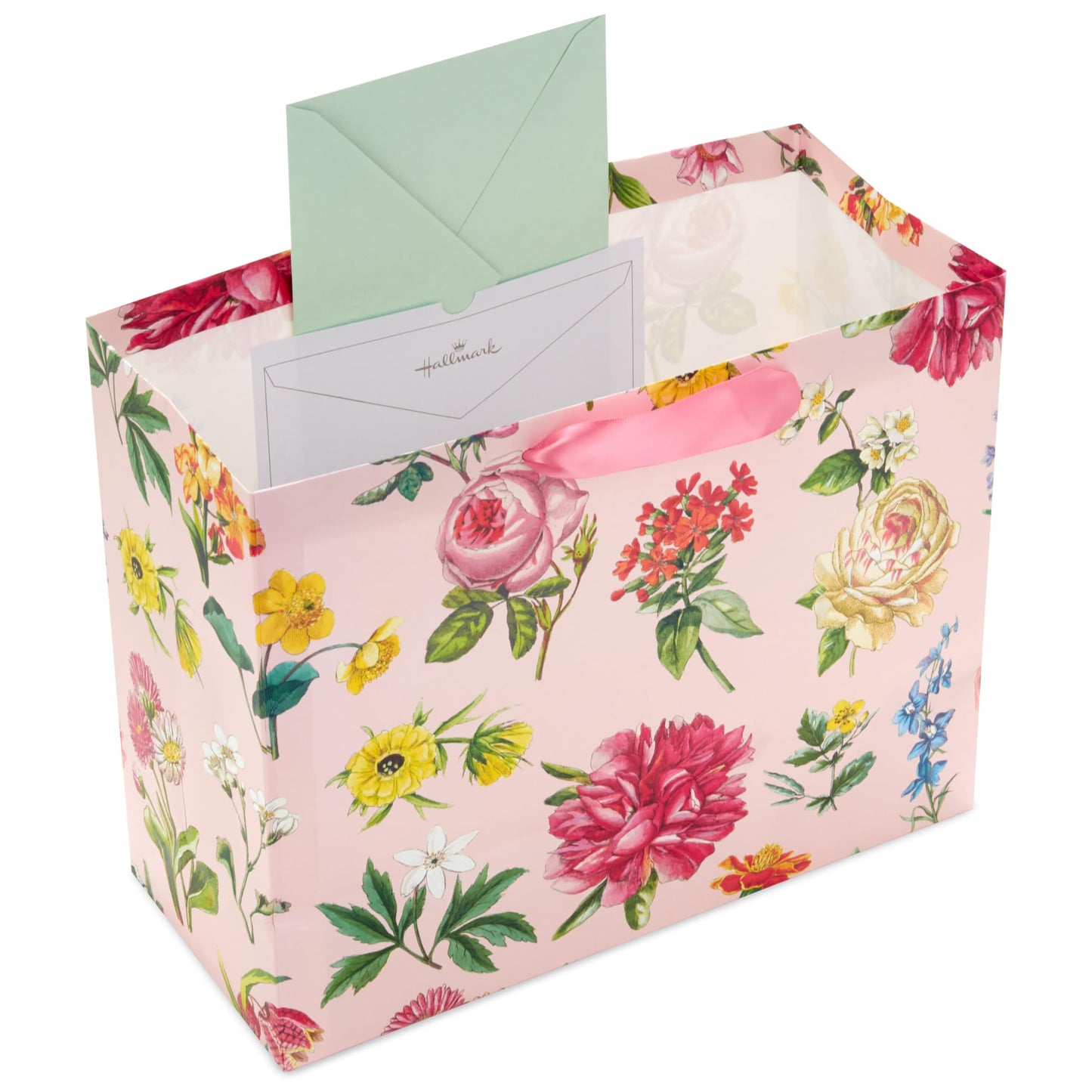 Hallmark 10" Large Mother's Day Gift Bag with Tissue Paper (Vintage Floral with Pink Bow) for Valentine's Day, Easter, Bridal Showers, Graduations, New Moms