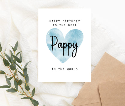 Happy Birthday To The Best Pappy In The World Card - Pappy Birthday Card - Pappy Card - Father's Day Gift - Happy Birthday Card