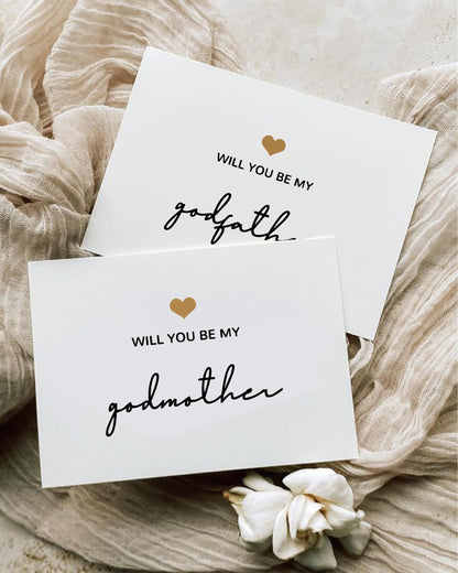 Will You Be My Godparents, God Parent's Proposal Cards Gifts with Envelope, Cute Gifts for Godparents On Wedding Day. （Godfather/Godmother B）