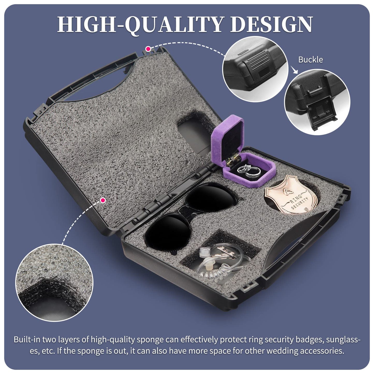 Yuchew Ring Bearer Security Box Gifts Ring Security Wedding Set Accessory, Include Acoustic Earpiece Tube, Sunglass, Badge, Wedding Rings Box with 2 Rings