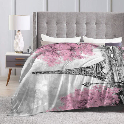 Perinsto Paris Eiffel Tower Throw Blanket Ultra Soft Warm All Season Decorative Fleece Blankets for Bed Chair Car Sofa Couch Bedroom 50"X40"
