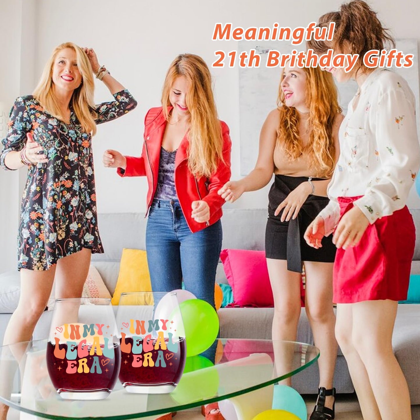Lamyba 21st Birthday Gift for Her - In My Legal Era Wine Glass, 21 Year Old Birthday Decorations For Women, 21st Birthday Gifts Ideas For Female, Friends, Daughter, Sister, 15oz