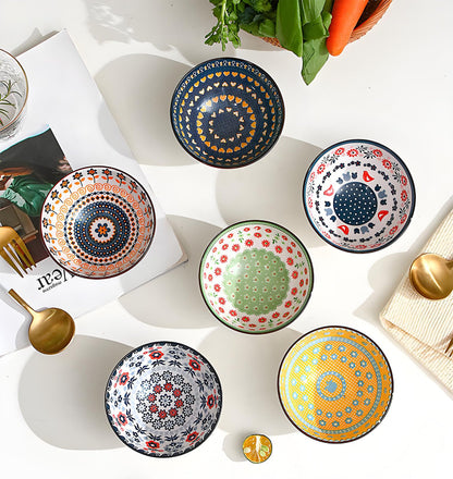 Rice Bowls 10oz, Japanese Style Bowls Set of 6 with Gift Box - Ceramic Bowls for Soup, Dessert, Ice Cream, Snack - Kitchen Gifts for Women Christmas Gift