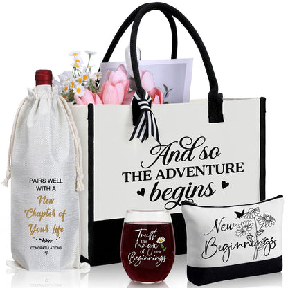 Sanwuta 4 Pack New Beginnings Gifts for Women Perfect Farewell Going Away New Job Retirement Break up Divorce Self Care Good Luck Gifts for Coworkers Friends Sisters Moms