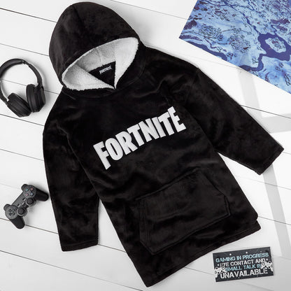 Fortnite Blanket Hoodie Gifts for Boys Teens, Oversized Fleece Pullover with Sherpa-Lined Hood, Wearable Blanket for Gamers