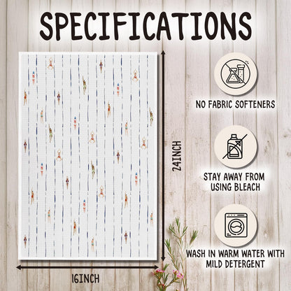Funny Modern Minimalist Swimming Kitchen Towels, Swim Coach Team Gifts Dish Tea Towels, Sports Swimmers Decorative Hand Towel for Kitchen Bathroom, 16x24 Inch Set of 2