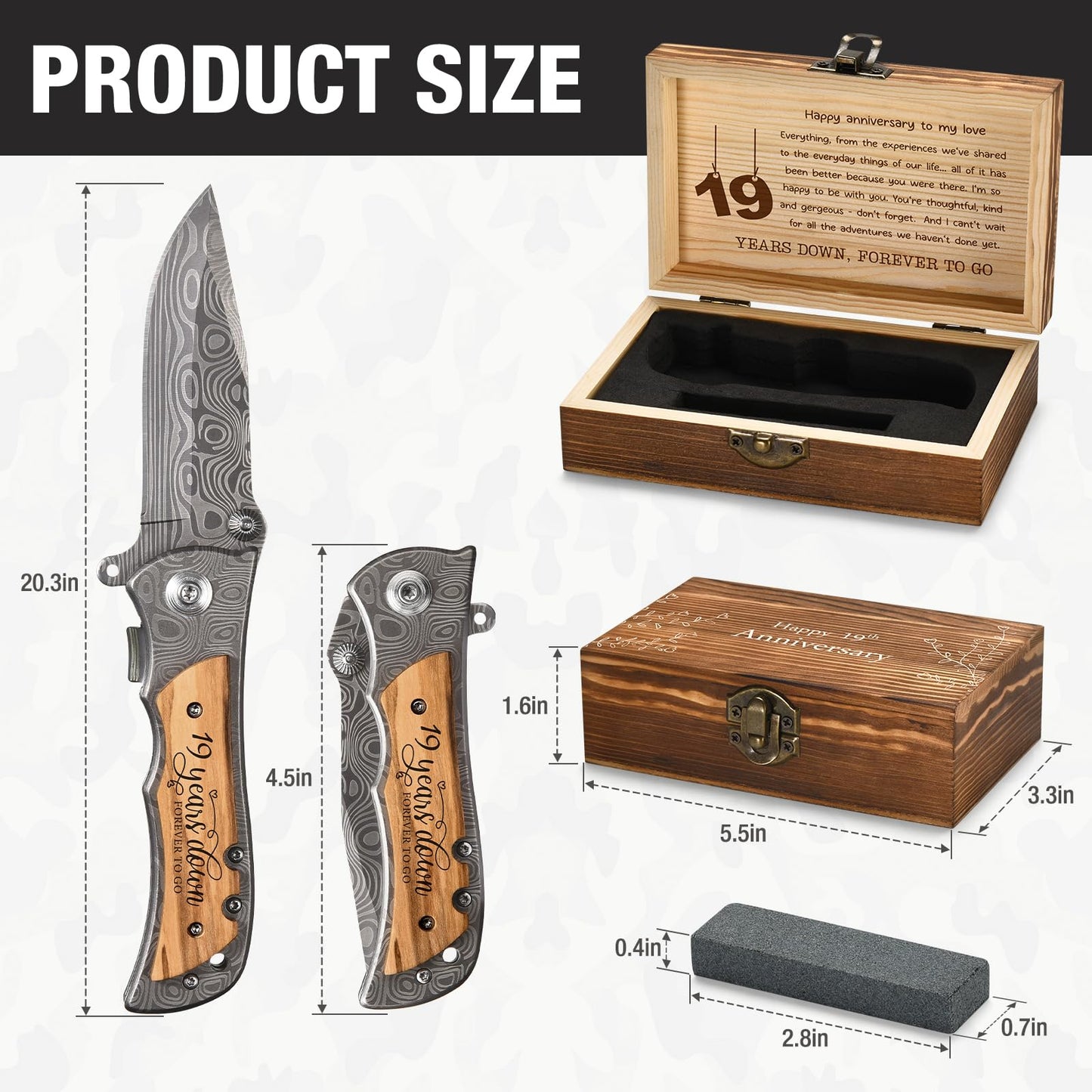 19th Gifts Wedding Anniversary for Him, 19 years Marriage Keepsake for Men, Bronze Anniversary Present for Husband