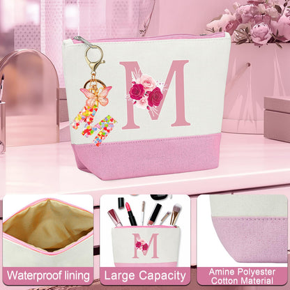 Mother's Day Gifts,Birthday Gift for Women,Initial Canvas Tote Bag,Personalized Gifts for Women,16oz Glass Cup With Straw,Jewelry Storage Box,Monogrammed Gift for Woman Mom Sister Bestie-M