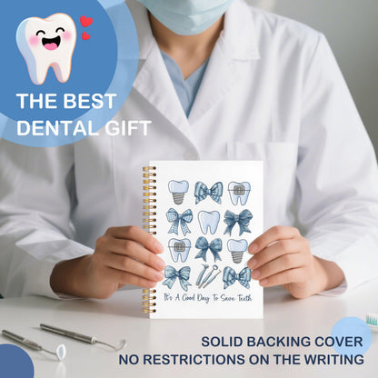 Dentist Gifts Notebook Journal, Dental Hygienist Assistant Office Gifts for Women, Hardcover Spiral Journal Notebook 5.5x8.3 Inch（Blue-01）