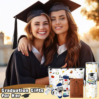 Patelai 6 Pcs 2026 Christian Graduation Gifts Set Congrats Grad Gift Basket for College High School Bible Verse Graduation Gift with Tumbler Keychain Makeup Bag Notebook Pen Sock for Graduates Her Him