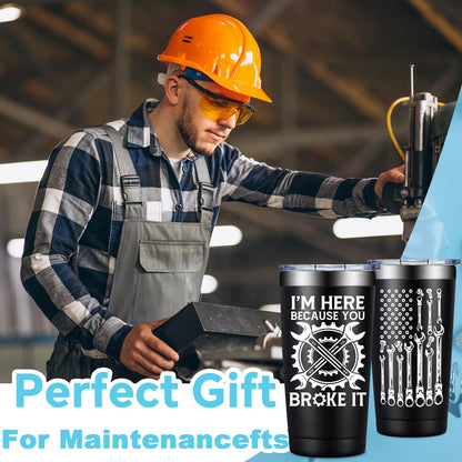 Fufandi Mechanic Gifts - Maintenance Appreciation Gift, Maintenance Man Gifts for Men - Mechanic Worker Travel Coffee Tumbler 20oz