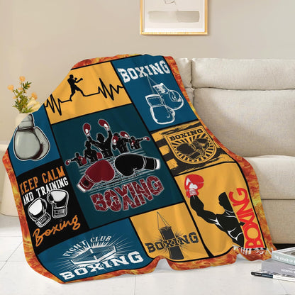 Boxing Blanket Super Soft Warm Boxing Sports Throw Blanket Gift for Men Women Boys Cozy Fluffy Plush Lightweight Flannel Gifts Fleece Blankets for Kids Adults 50"X40"