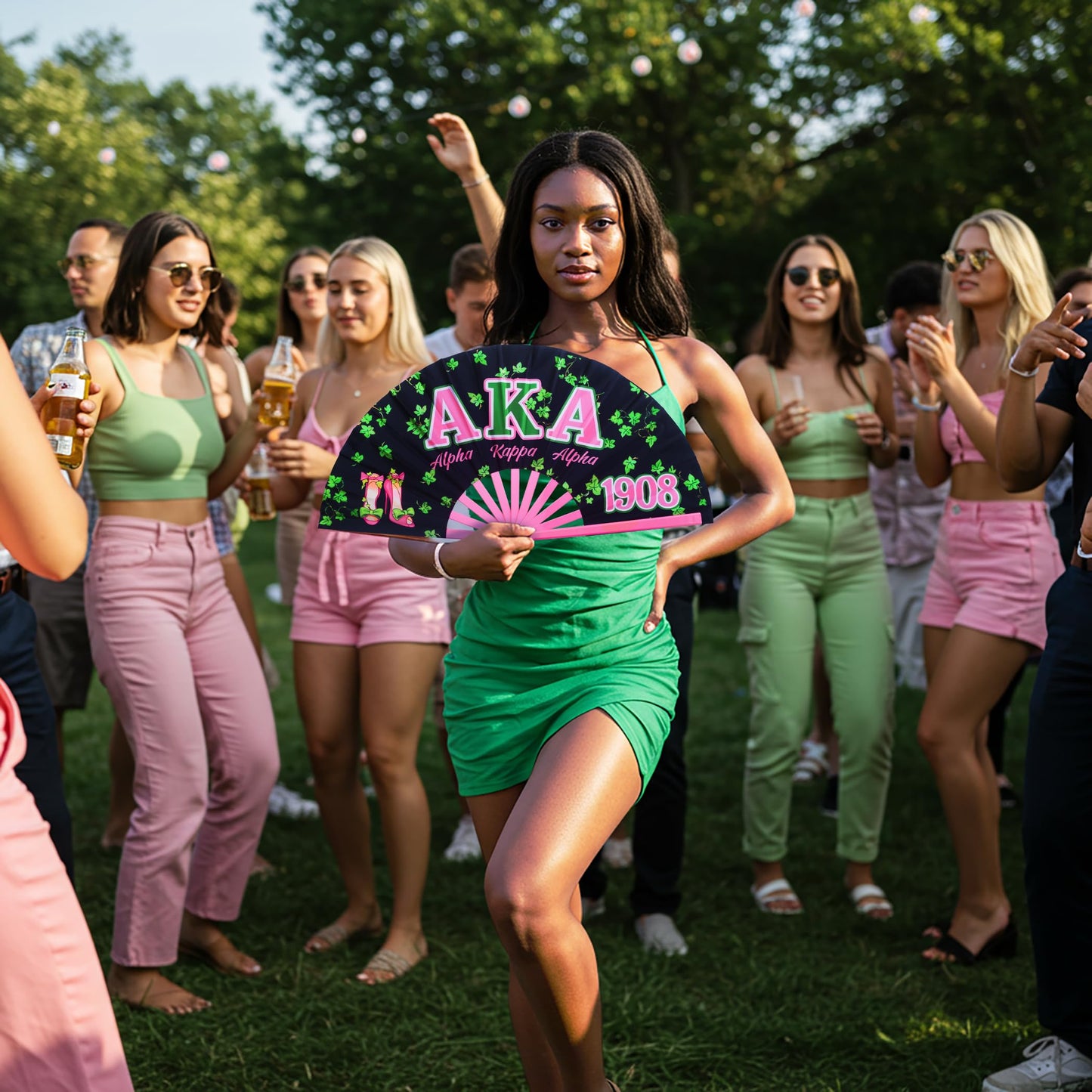 LParkin AKA Clacking Fans for Line Dancing, AKA Sorority Gifts for Women, AKA Gifts for Sisterhood Events, Party, Decoration
