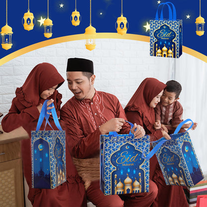 Eid Gift Bag with Handles Reusable Mubarak Treat Bag Non Woven Tote Bags for Ramadan Eid
