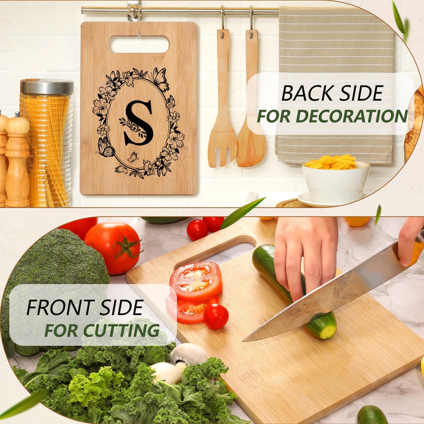 Personalized Cutting Board, Initial Christmas Birthday Gifts for Women Wedding Gifts for Couple, Monogrammed Gift for Women Sister Friend, Unique Gift for Christmas Anniversary Housewarming(Letter S)