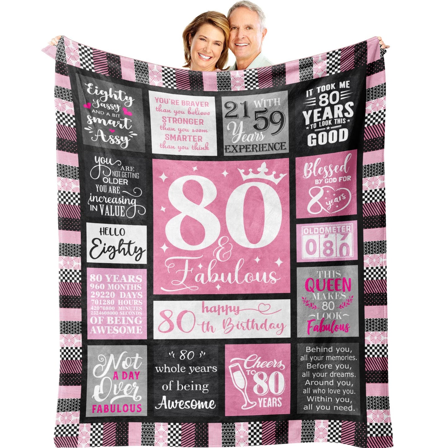 80th Birthday Gifts for Women, Birthday Gift for 80 Year Old Woman, Best Gifts for 80th Birthday Decorations for Women, Gifts for 80 Year Old Woman Throw Blanket 60"x50"