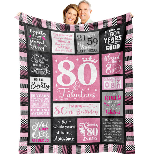 80th Birthday Gifts for Women, Birthday Gift for 80 Year Old Woman, Best Gifts for 80th Birthday Decorations for Women, Gifts for 80 Year Old Woman Throw Blanket 60"x50"