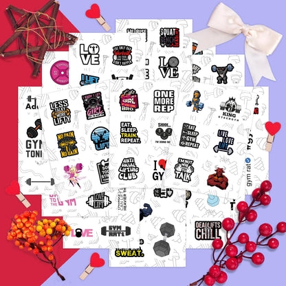 BulbaCraft 100Pcs Gym, Workout and Weightlifting Stickers for Water Bottle & Laptop - Workout Gifts for Women, Mom - Waterproof Vinyl Decals, Fitness Stickers, Gifts for Women & Men