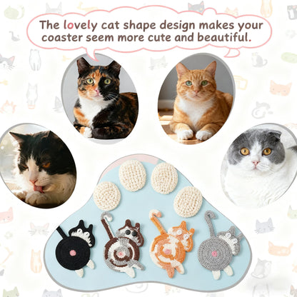 Cat Coasters - Gifts for Cat Lovers,Non-Slip Heat-Resistant Coaster,Funny Gag Gifts,Perfect for Home Decor and White Elephant Exchang,Universal Table Guard for All Cups(4PC)