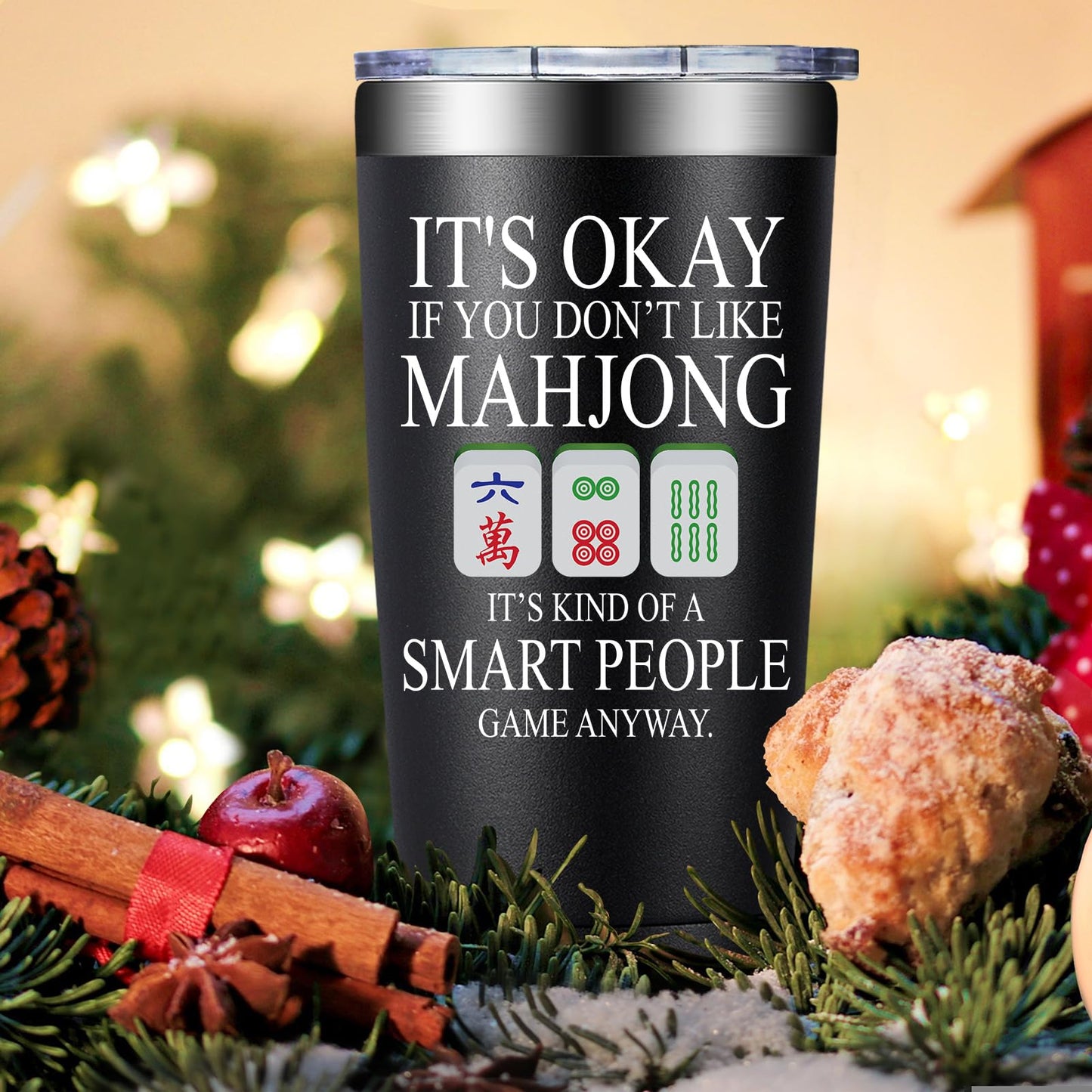 BIRGILT Mahjong Gifts for Women, Men - Funny Mah Jongg Themed Gifts for Players Lovers - Mah Jongg Accessories Gift on Birthday, Christmas - Smart People Game Mahjong Cup Tumbler 20oz