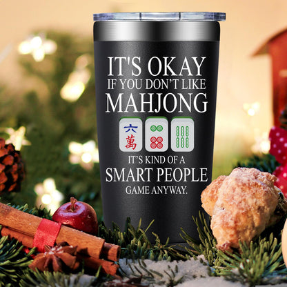 BIRGILT Mahjong Gifts for Women, Men - Funny Mah Jongg Themed Gifts for Players Lovers - Mah Jongg Accessories Gift on Birthday, Christmas - Smart People Game Mahjong Cup Tumbler 20oz