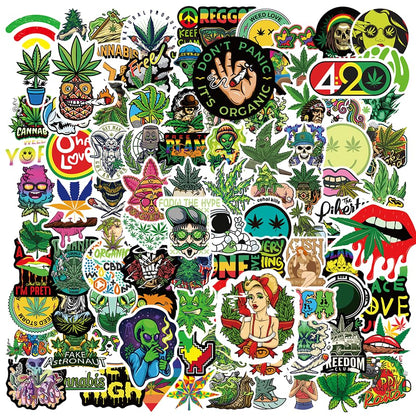 100 pcs Trippy Weed Stickers,Leaf Pot Stickers Decals for Adults Girls Mens.Skull Horror 420 Stickers for Water Bottles Laptops.Marijuana Weed Accessory Merch Gift Party Favors