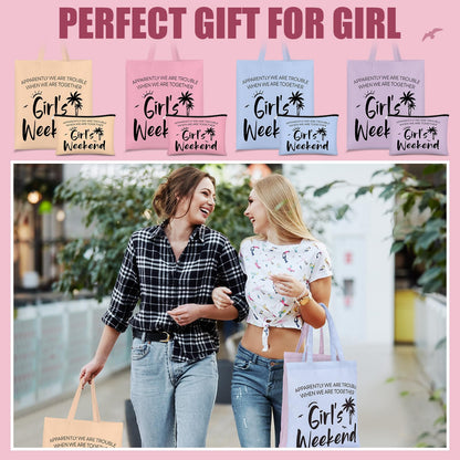 Paterr 8 Pcs Girls Weekend Trip Gifts for Women 4 Makeup Bags 4 Tote Bags Galentine Summer Vacation Bestie Friendship Favors(Weekend,Stylish Color)