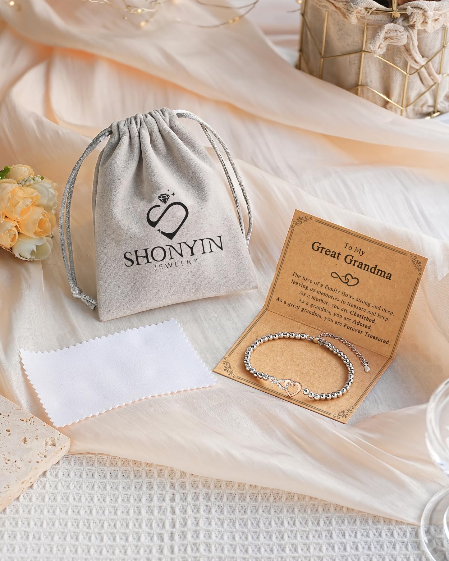Shonyin Infinity Love Bracelet for Women Girls, Sister-in-law Bonus Daughter Girlfriend Daughter-in-law Great Grandma Bonus Mom