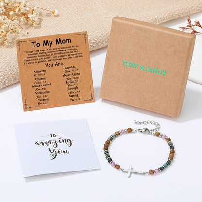 TONY & SANDY Christian Cross Bracelet for Women, Graduation Gifts for Teens Kids Girls, Confirmation Baptism Gifts, Unique Gift for Friends Daughter Mom Sister in Christ Birthday Christmas