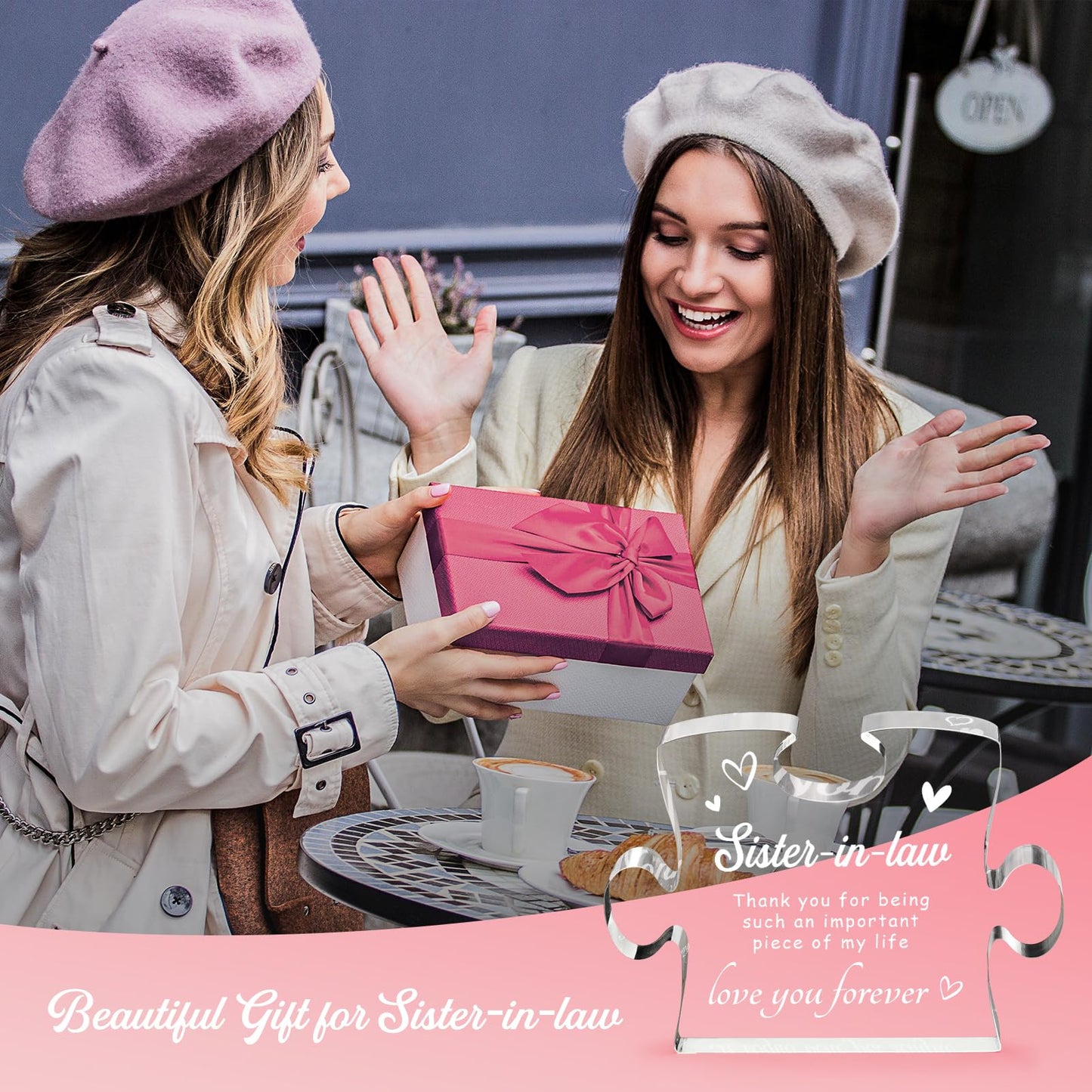 Sister in Law Birthday Gifts, Sister in Law Gifts - 4.9 x 3.7 inch Engraved Acrylic Block, Valentines Mothers Day Wedding Christmas Gift for Sister-in-Law