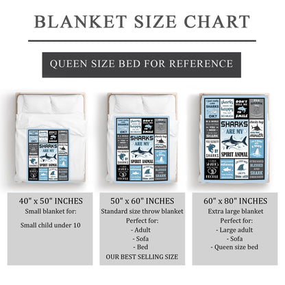 Shark Gifts for Women/Men/Boys/Girls, Unique Shark Lovers Themed Blanket Accessories/Stuff for Kids, Cute Sharks Things Soft Throw 50" x 60"