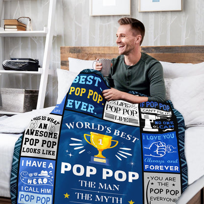 Poppop Fathers Day Birthday Gifts - Pop Pop Gifts from Grandkids Grandchildren Granddaughter - Unique Poppops Christmas Birthday Blanket Gift - Best Poppop Ever Presents Blanket 50"X60"