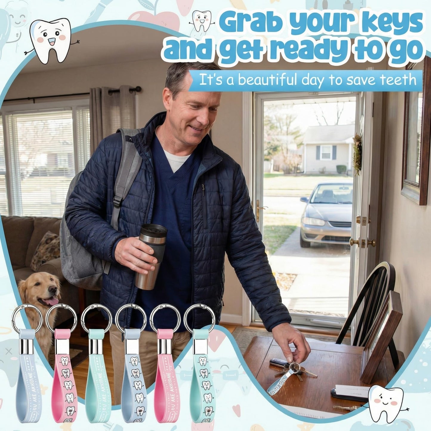 Liliaafar 24 Pcs Dental Assistant Gifts You're Awesome Key Rings Dental Hygienists Gift Dentist Tooth Inspirational Keychain Accessories for Dentist Coworker Women Nurse Graduation Office Clinic