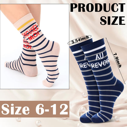 Glitopper 12 Pairs French Socks for Women Men Novelty French Language Sock Paris Gift for Traveler France Lover US Size 6-12