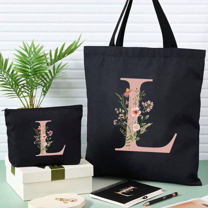 Talltalk 5 Pcs Personalized Women Gifts,Initial Tote Bag,Personalized Tote Bags,Graduation Gifts for Women