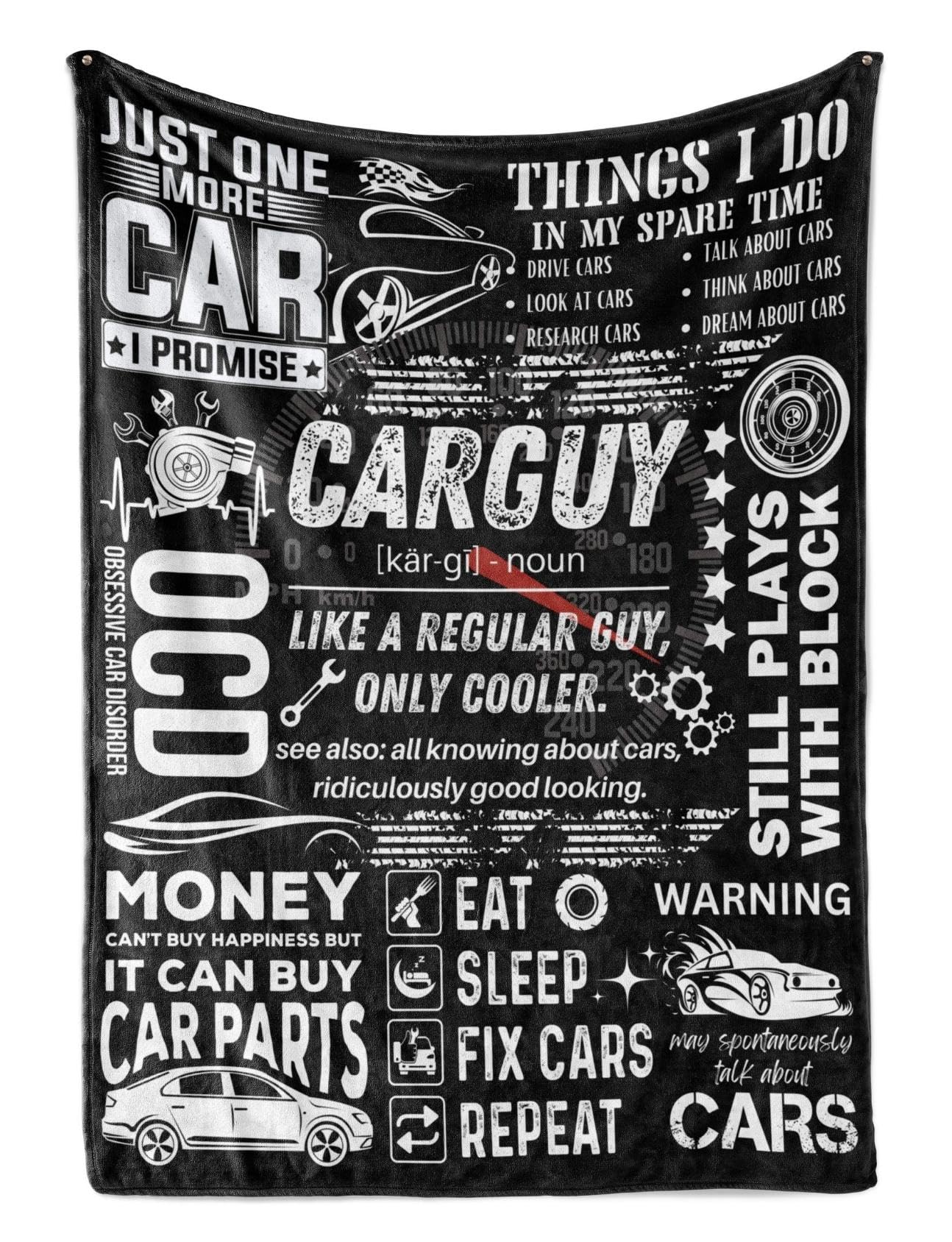 Huglanket Car Guy Gifts Throws for Men, Flannel Blanket for Car Lovers Mechanics, Enthusiasts - Birthday, Christmas, Retirement Gift (50"x 65") - Definition
