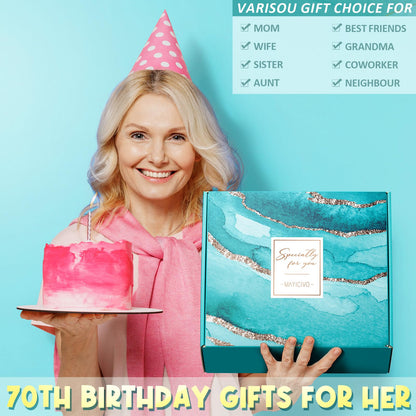 70th Birthday Gifts for Women, Unique 1956 Birthday Gifts for 70 Year Old Women Birthdays Gift Basket, Fabulous 70th Happy Birthdays Gift Idea for Mom Sister Friend Wife Grandma w/ Canvas Tote Bag