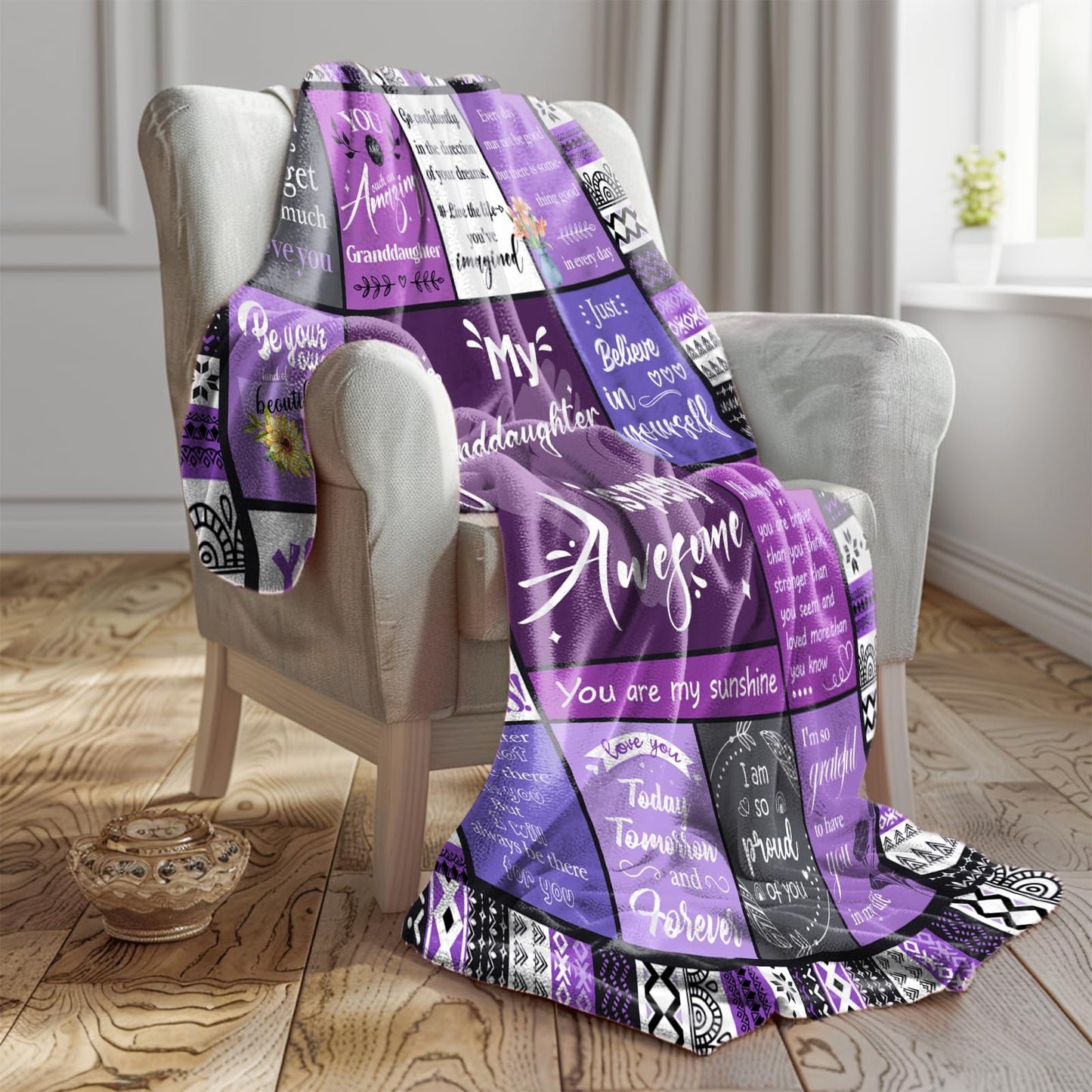 Granddaughter Gifts from Grandma, Grandpa, Birthday Gifts for Granddaughter, Granddaughters Blanket, Christmas Graduation Present for Grandchild, Heartwarming Blanket 60”x50”